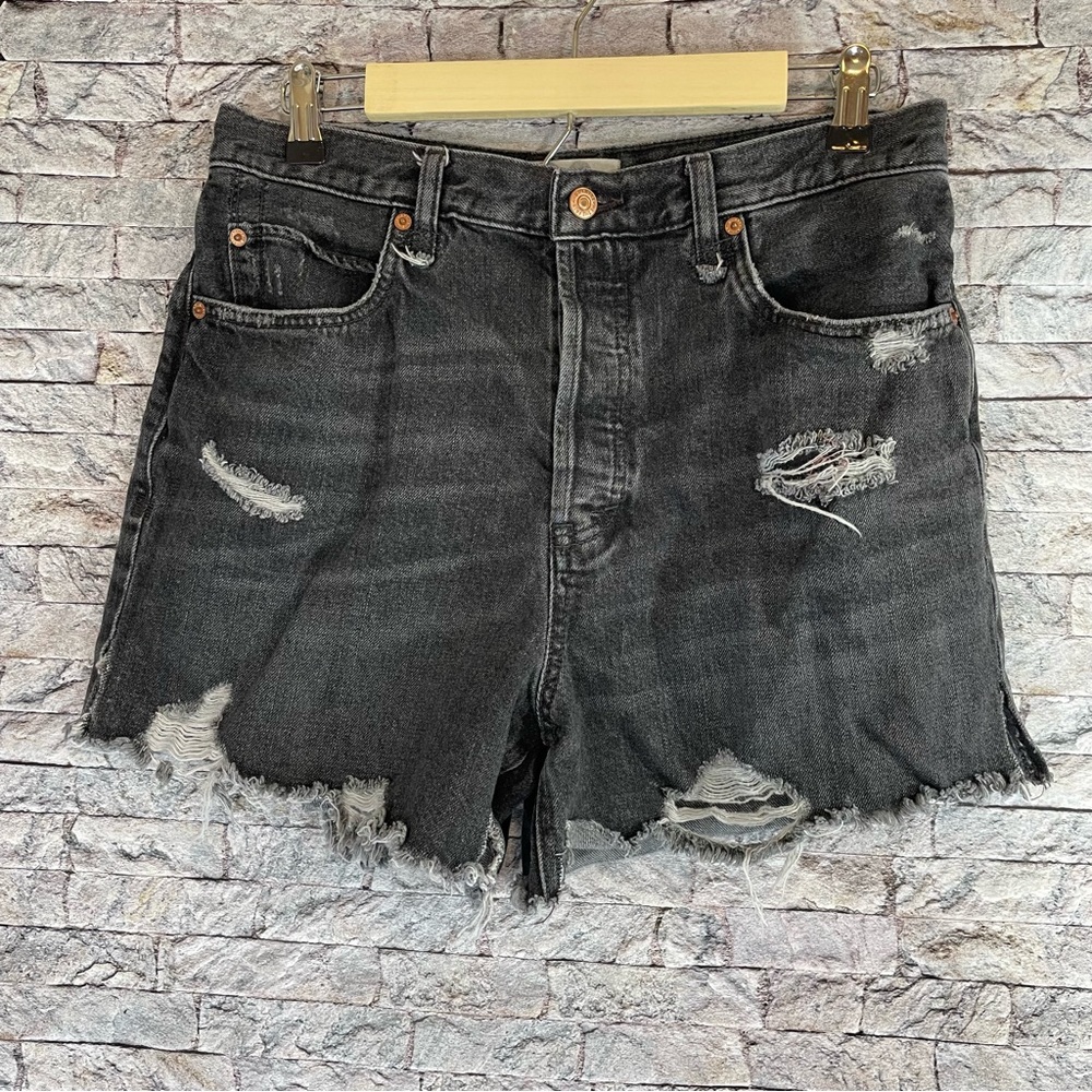 We the free people rocky beach black distressed jean shorts